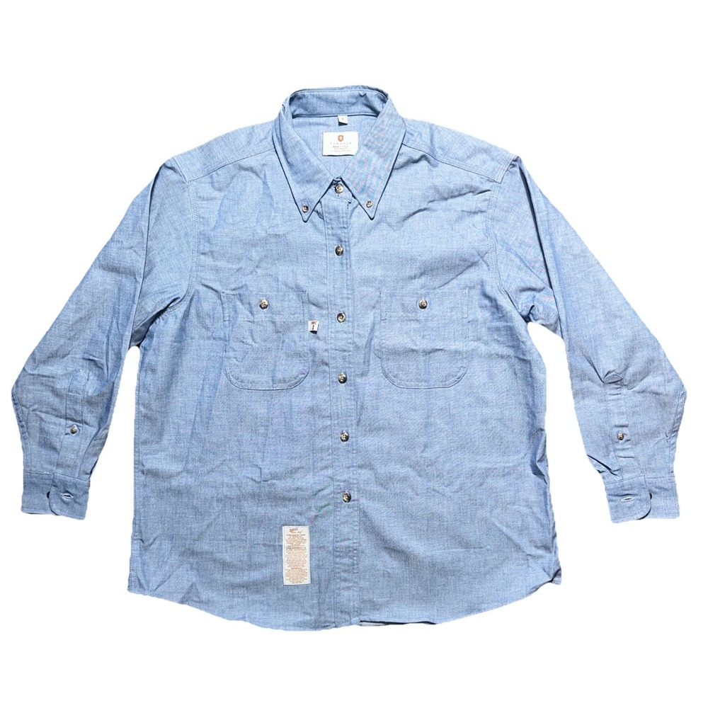 Tyndale FR Mens Flame Resistant Blue Long Sleeved Button Down Work Shirt L